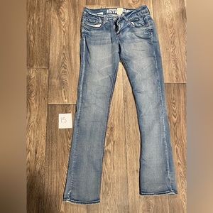 Hydraulic straight leg jeans.